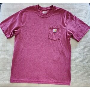 Carhartt T Shirt Mens Large‎ Loose Fit Maroon Cotton Blend Short Sleeve Pocket